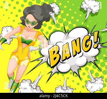 Abbreviazione ed espressione facciale retro comic banner disegno illustrazione Foto Stock