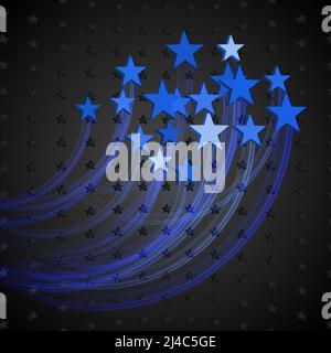 Sfondo astratto con le stelle blu. Fuochi d'artificio in stile Illustrazione Vettoriale
