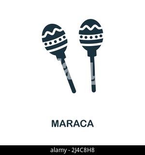 Icona Maraca. Elemento semplice della collezione di strumenti musicali. Icona di Maraca creativa per il web design, modelli, infografiche e altro ancora Illustrazione Vettoriale