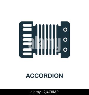 Icona della fisarmonica. Elemento semplice della collezione di strumenti musicali. Icona Creative Accordion per web design, modelli, infografiche e altro ancora Illustrazione Vettoriale