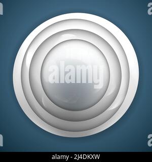 Sfondo 3d astratto per la progettazione con pulsante grigio realistico attivato immagine vettoriale di sfondo blu Illustrazione Vettoriale