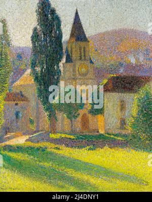 Henri Martin, la Chiesa di Labastide-Du-Vert, pittura paesaggistica in olio su pannello, prima del 1943 Foto Stock