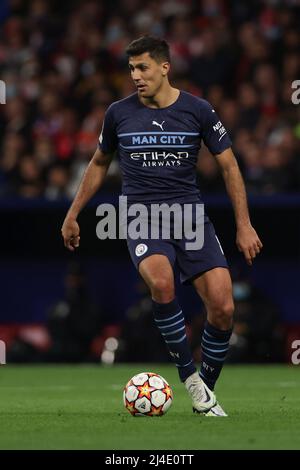 Madrid, Spagna, 13th aprile 2022. Rodrigo di Manchester City durante la partita della UEFA Champions League allo stadio Wanda Metropolitano di Madrid. Il credito d'immagine dovrebbe essere: Jonathan Moscrop / Sportimage Foto Stock