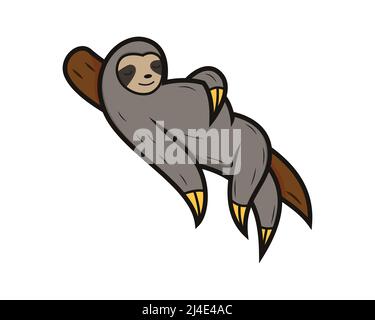 Sloth pigro con vettore di illustrazione di posa in sospensione Illustrazione Vettoriale