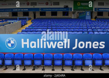Il marchio Halliwell Jones all'Halliwell Jones Stadium, sede dei Warrington Wolves Foto Stock