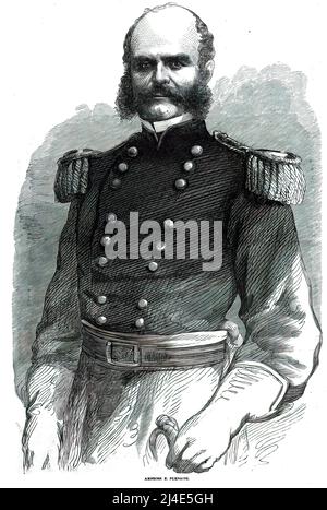 Ambrose Everett Burnside, generale dell'esercito dell'Unione nella guerra civile americana e governatore e senatore di Rhode Island. illustrazione del 19th secolo. Foto Stock