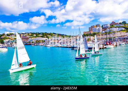 Vista del Porto di Torquay (Inner Dock) nella cittadina balneare di Torquay sulla Riviera Inglese in Devon Inghilterra Regno Unito Foto Stock