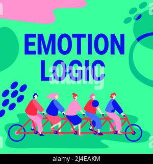 Ispirazione che mostra Sign Emotion Logic. Panoramica aziendale cuore o cervello anima o intelligenza confusione equilibrio pari colleghi Equitazione bicicletta Foto Stock