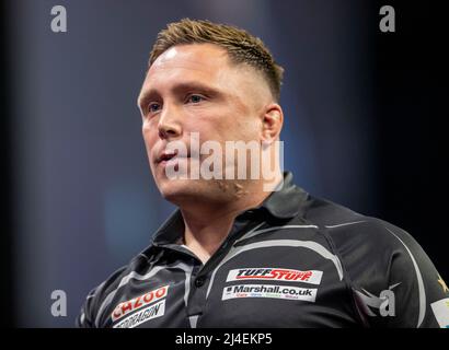 AO Arena, Manchester, Regno Unito. 14th Apr 2022. PDC Darts tournament, Manchester; Gerwyn Price Credit: Action Plus Sports/Alamy Live News Foto Stock