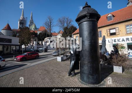 Zagabria: Statua di Senoa agosto, via Vlaska, Croazia Foto Stock