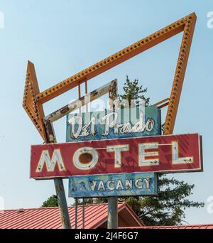 Cartello del Prado Motel, Weed, California Foto Stock