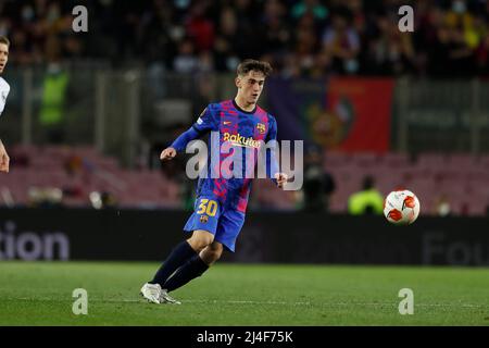 Barcellona, Spagna. 14th Apr 2022. Gavi (Barcellona) Calcio : quarti di finale della UEFA Europa League 2nd partite tra FC Barcelona 2-3 Eintracht Francoforte al Camp Nou di Barcellona, Spagna . Credit: Mutsu Kawamori/AFLO/Alamy Live News Foto Stock