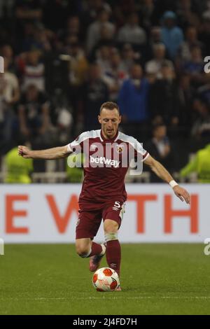 Vladimir COUFAL di West Ham United durante la UEFA Europa League, quarti di finale, partita di calcio a 2nd gambe tra Olympique Lyonnais (Lione) e West Ham United il 14 aprile 2022 allo stadio Groupama a Decines-Charpieu vicino Lione, Francia - Foto: Romain Biard/DPPI/LiveMedia Foto Stock