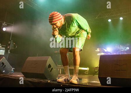 Padova, Italia. 14th Apr 2022. Frah Quintale durante il Frah Quintale alla Hall di Padova 2022, Concerto di Musica della cantante italiana a Padova, Italia, Aprile 14 2022 Credit: Independent Photo Agency/Alamy Live News Foto Stock