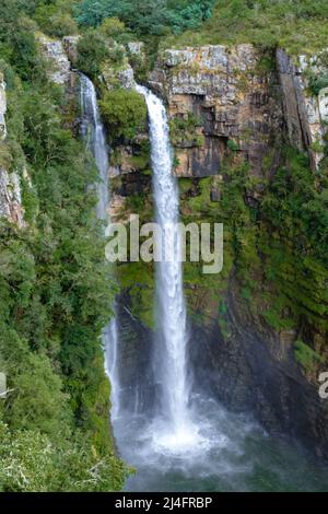 Percorso panoramico Sud Africa, pittoresca cascata verde di Berlino a Sabie, Graskop a Mpumalanga Sud Africa. Foto Stock