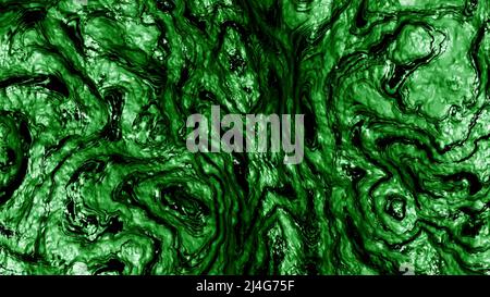 3D liquido denso in formazione di bolle. Design. Liquido pulsante 3D nello stile a matrice. Cibernetico 3D liquido di colore verde a matrice Foto Stock