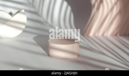 Vetrina dei prodotti con forme geometriche. Podio vuoto per prodotti pubblicitari con belle ombre. Foto Stock