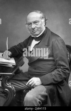 Sir Rowland Hill, (1795 – 1879) insegnante di inglese, inventore e riformatore sociale. Gli viene accreditato di aver dato origine ai concetti di base del moderno servizio postale, compresa l'invenzione del francobollo. Foto Stock