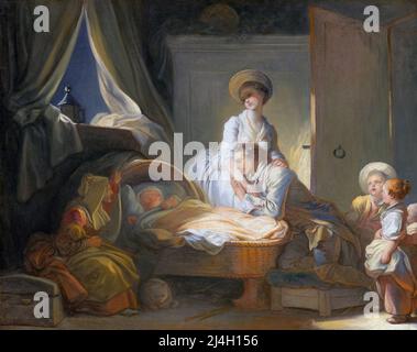 La visita al Nursery, dipinto di Jean Honoré Fragonard (1732 - 1806) Foto Stock