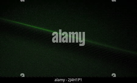Texture flessibile verde granuloso con 3D strisce che si muovono avanti e indietro. Design. Linee diagonali che scorrono sotto la superficie tratteggiata, loop senza giunture. Foto Stock