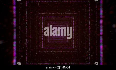 Corridoio rosa o viola brillante di polvere di spazio scintillante, anello senza cuciture. Movimento. Loop senza cuciture tunnel infinito su sfondo nero. Foto Stock