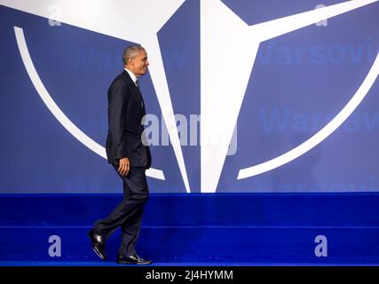 Varsavia, Polonia. 08th luglio 2016. Presidente Barack Obama al vertice NATO di Varsavia. (Foto di Mykhaylo Palinchak/SOPA Images/Sipa USA) Credit: Sipa USA/Alamy Live News Foto Stock
