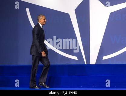 Varsavia, Polonia. 08th luglio 2016. Presidente Barack Obama al vertice NATO di Varsavia. (Foto di Mykhaylo Palinchak/SOPA Images/Sipa USA) Credit: Sipa USA/Alamy Live News Foto Stock