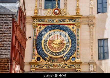 Il Gros Horloge a Rouen, Francia Foto Stock