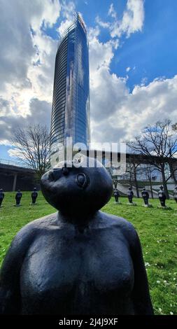 Sculture nel Parco Rheinaue, Bonn Foto Stock