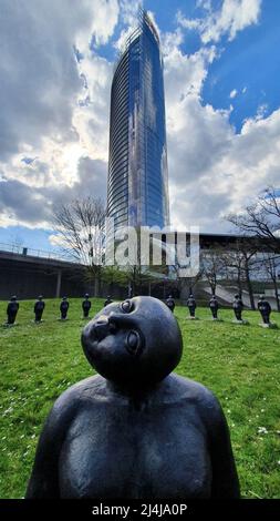 Sculture nel Parco Rheinaue, Bonn Foto Stock