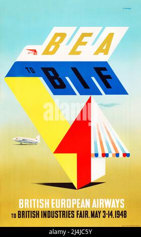 Poster di viaggio vintage 1940s - BEA - to BIF - Abram Games - 1947 Foto Stock