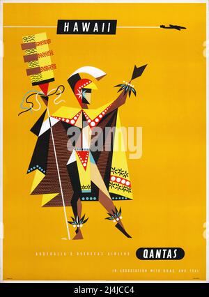 Poster Vintage Travel - Qantas - Hawaii , di Harry Rogers Foto Stock