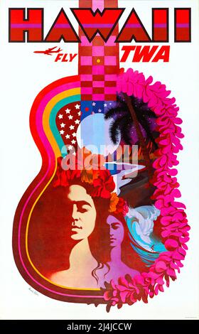 Poster da viaggio Vintage 1960 - TWA - Hawaii - by David Klein - 1960s Foto Stock