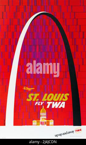 Poster da viaggio Vintage anni '60 - TWA - St. Louis - by David Klein - 1960s Foto Stock