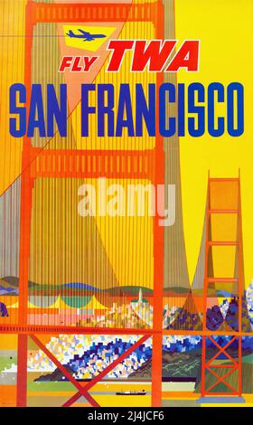 Poster di viaggio vintage 1960s -TWA - San Francisco - by David Klein - 1960 Foto Stock