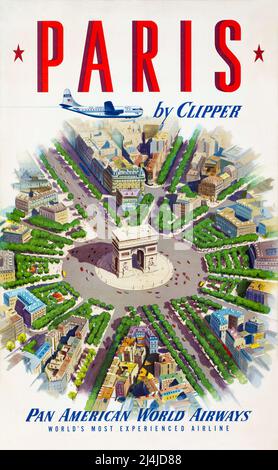 Poster vintage Pan am Travel - Parigi - 1950 Foto Stock