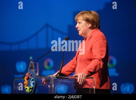 La cancelliera tedesca Angela Merkel durante il Vertice mondiale umanitario di Istanbul. Cancelliere tedesco Angela Merkel (immagine archivistica) Foto Stock