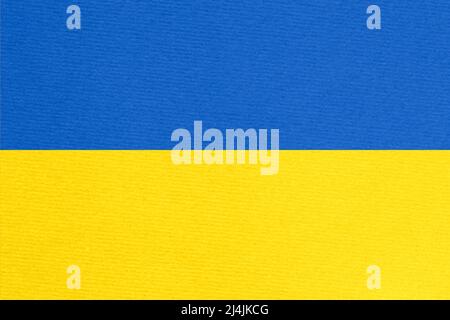 Stand con sfondo Ucraina: Bandiera Ucraina dipinta su cartone Foto Stock