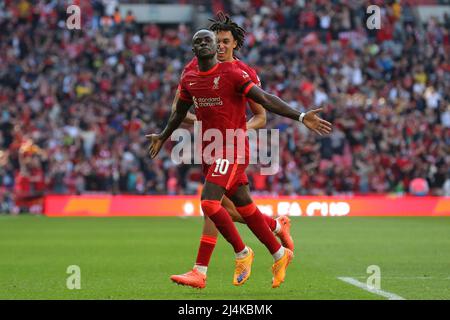 SADIO MANE CELEBRA IL GOL, MANCHESTER CITY FC V LIVERPOOL FC, 2022 Foto Stock