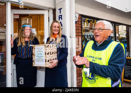 Budleigh Lions Pasqua Raffle raccogliere soldi per buone cause locali. Il ticker vincente. Foto Stock