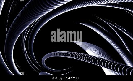 Enormi linee di luce dagli anelli in astrazione . Design. Lunghe linee con giochi di luce e creare un motivo vorticoso Foto Stock