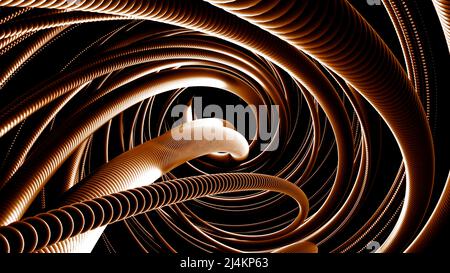 Enormi linee di luce dagli anelli in astrazione . Design. Lunghe linee con giochi di luce e creare un motivo vorticoso Foto Stock