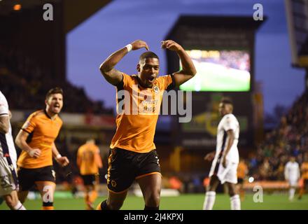 Ivan Cavaleiro di Wolves FC festeggia dopo aver segnato. Wolverhampton Wanderers / Bolton Wanderers al Campionato di Biet Molineux 25/11/2017 Foto Stock