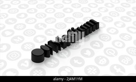 Particelle nere che compongono il logo di Medium. Motion.il logo della piattaforma editoriale on-line americana sviluppato che è composto di piccolo nero Foto Stock