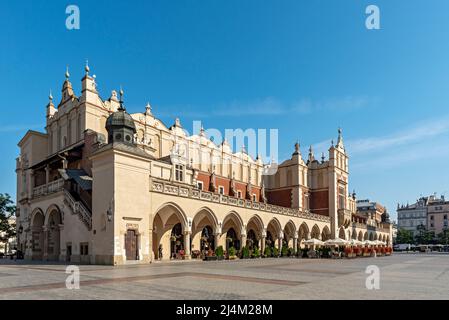 Sukiennice Cloth Hall, Piazza principale, Rynek Glowny, Cracovia, Polonia Foto Stock