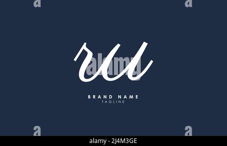 Lettere alfabetiche iniziali logo monogramma RU, UR, R e U. Illustrazione Vettoriale