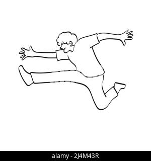 line art man jumping illustrazione vettore disegnato a mano isolato su sfondo bianco Illustrazione Vettoriale