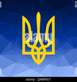 Stemma ucraino sullo sfondo astratto trianglify Illustrazione Vettoriale