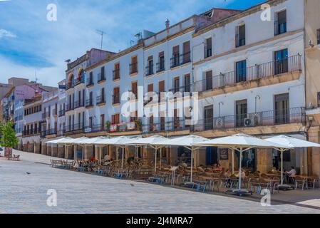 Caceres, Spagna, 18 maggio 2021: Plaza Mayor nella città spagnola Caceres Foto Stock