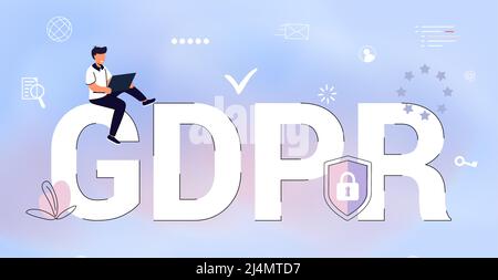 GDPR regolamento generale sulla protezione dei dati concetto la Commissione europea rafforza e unifica la protezione dei dati personali controllo sulla loro persona Illustrazione Vettoriale